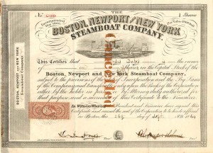 Boston, Newport and New York Steamboat Co. - Stock Certificate